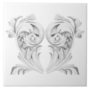 Marmer Tendrils op een witte keramische Tegel Tegeltje