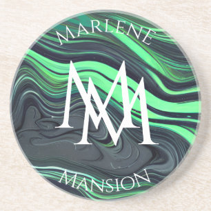 Marmer Texture Green en Black Abrasion Onderzetter