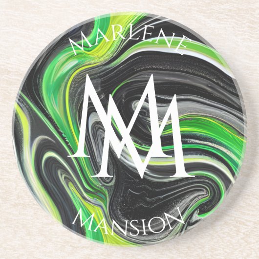 Marmer Texture Green en Black Abrasion Onderzetter (Voorkant)