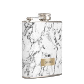 Marmer Texture Modern Gold Label met naam Heupfles (Rechts)