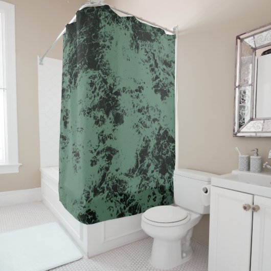 Marmer texture Patroon in zwart en groen Douchegordijn (In situ)