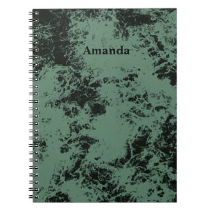 Marmer texture Patroon in zwart en groen Notitieboek