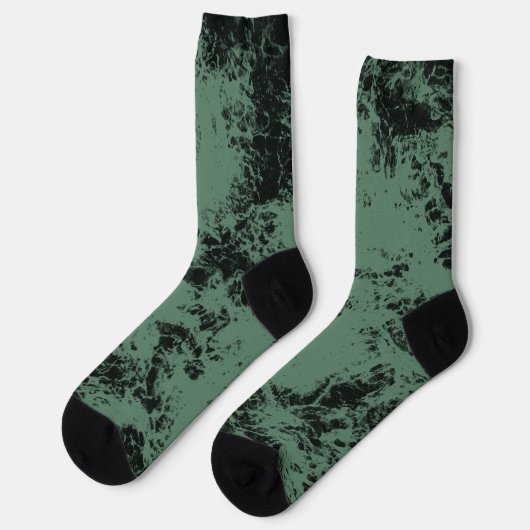 Marmer texture Patroon in zwart en groen Sokken (Links)