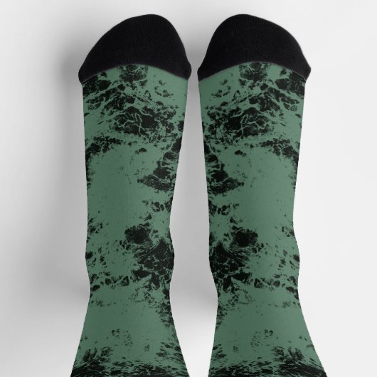 Marmer texture Patroon in zwart en groen Sokken (Top)