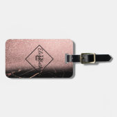 Marmer textuur, glinsterend Monogram-Gepersonalis Bagagelabel (Voorkant horizontaal)