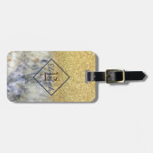 Marmer textuur, glitter ombre- Persoonlijk Bagagelabel (Voorkant horizontaal)