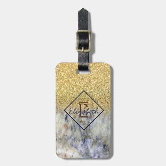 Marmer textuur, glitter ombre- Persoonlijk Bagagelabel (Voorkant verticaal)