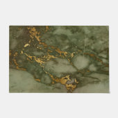 Marmer Textuur Olijfgroen Nep Goud Folie Deurmat (Voorkant)