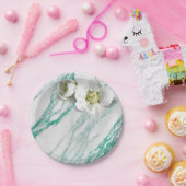 Marmer Tiffany Mint Emerald White Jasmine Glitter Papieren Bordje (Feest)