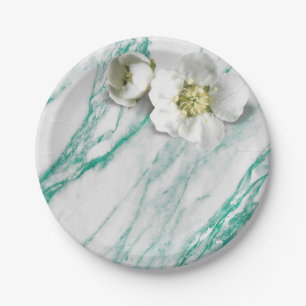Marmer Tiffany Mint Emerald White Jasmine Glitter Papieren Bordje