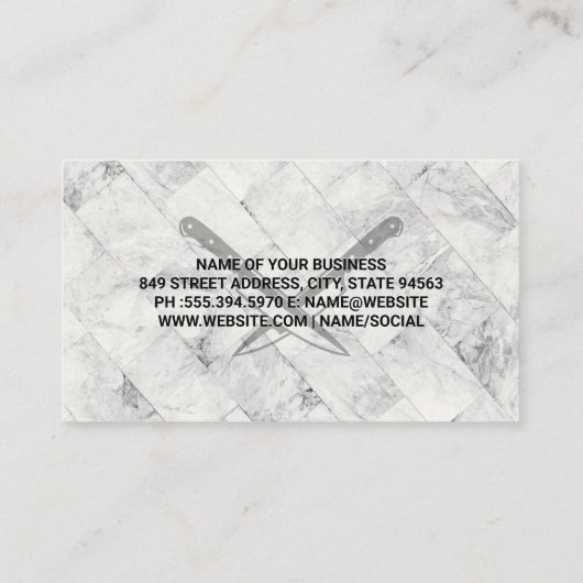 Marmer Tiling | Chef Knives Visitekaartje (Achterkant)
