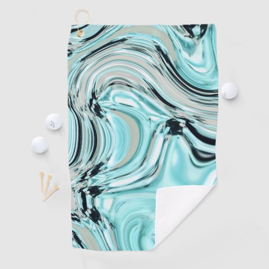 marmer van chic swirls munt aqua blue water ripple golfhanddoek (Insitu)