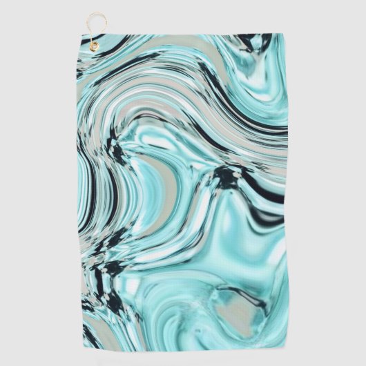 marmer van chic swirls munt aqua blue water ripple golfhanddoek (Voorkant)