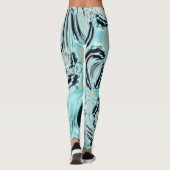 marmer van chic swirls munt aqua blue water ripple leggings (Achterkant)