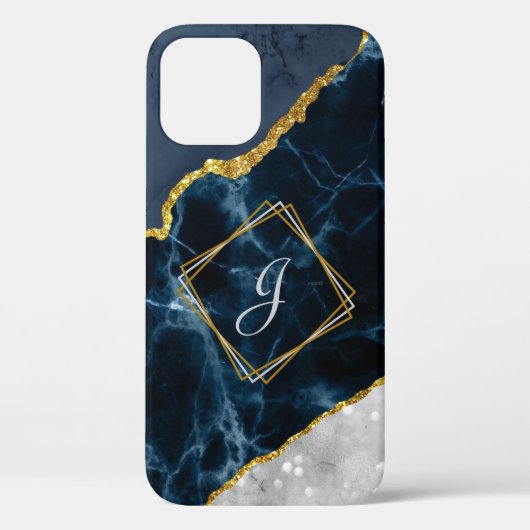 Marmer van de marine met Gold Glitter iPhone / iPa Case-Mate iPhone Case (Achterkant)