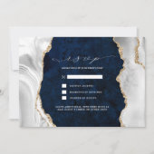 Marmer van de marine, White & Gold Agate Wedding R Kaart (Voorkant)
