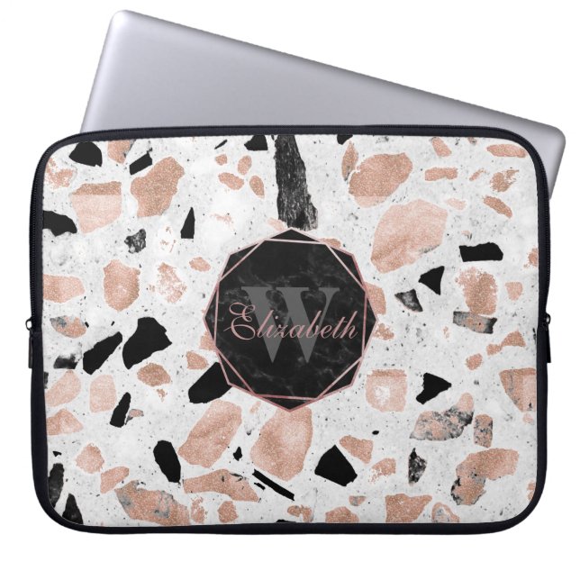  marmer van het roos van Classy abstract terrazzo Laptop Sleeve (Voorkant)