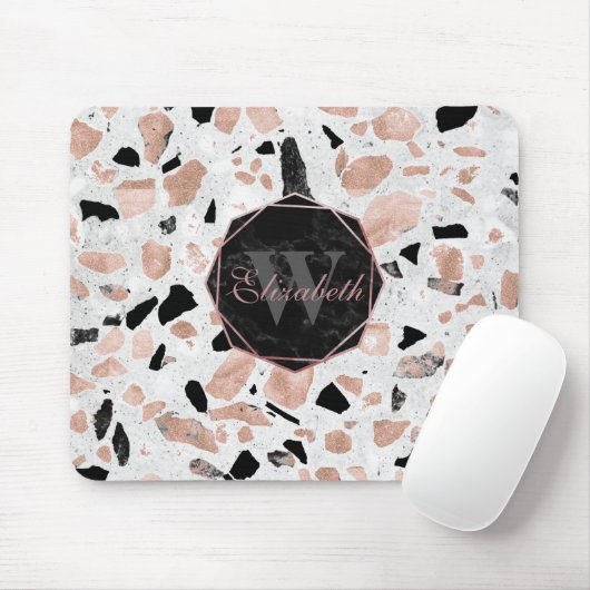 marmer van het roos van Classy abstract terrazzo Muismat (Met muis)