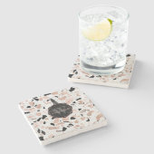  marmer van het roos van Classy abstract terrazzo Stenen Onderzetter (Zijkant)