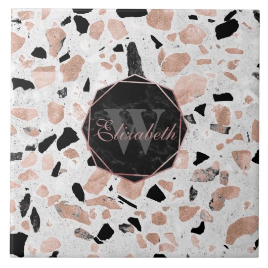 marmer van het roos van Classy abstract terrazzo Tegeltje (Voorkant)