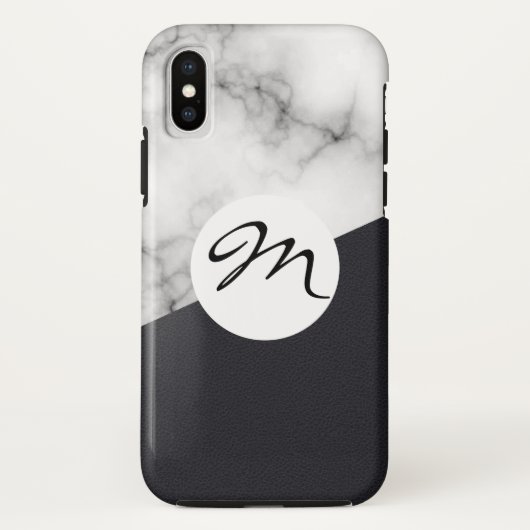marmer van leder met monogram Case-Mate iPhone case (Achterkant)
