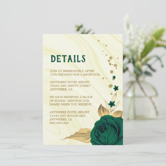 marmer van smaragdgroen goud informatiekaartje (Staand voorkant)