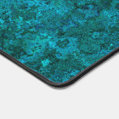 Marmer van textiel, blauw en turkooizen, natuurlij bureaumat (Hoek)