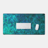 Marmer van textiel, blauw en turkooizen, natuurlij bureaumat (Keyboard & Muis)