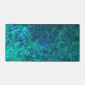 Marmer van textiel, blauw en turkooizen, natuurlij bureaumat (Voorkant)