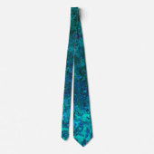 Marmer van textiel, blauw en turkooizen, natuurlij stropdas (Achterkant)