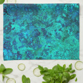 Marmer van textiel, blauw en turkooizen, natuurlij theedoek (Gevouwen)