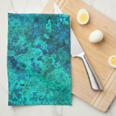 Marmer van textiel, blauw en turkooizen, natuurlij theedoek (Quarter Fold)