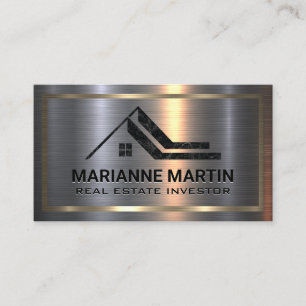 Marmer Vastgoed Logo   Geborsteld metaal Visitekaartje
