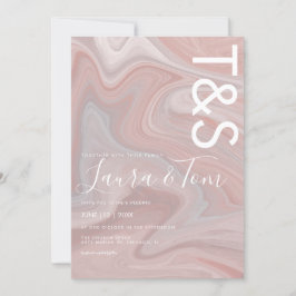 Marmer Vloeibare Blush Roze Typografie Trouwfeest Kaart
