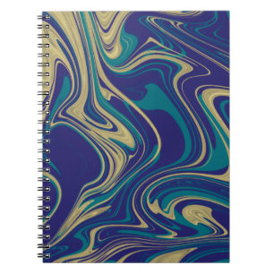 Marmer Vloeibare Nep Goud Blauw Groenachtig Notitieboek