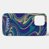 Marmer Vloeibare Nep Goud Blauw Groenig Case-Mate iPhone Case (Achterkant (horizontaal))