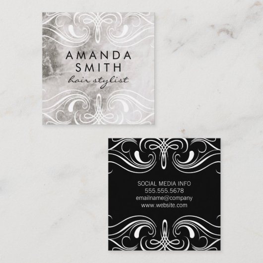 Marmer voor fancy elementen vierkante visitekaartje (Voorkant / Achterkant)