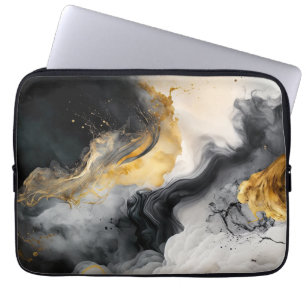 Marmer voor zwarte en goudWaterverf Laptop Sleeve