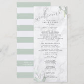 Marmer Waterverf Bloemen Trouwprogramma Programmakaart (Voorkant / Achterkant)