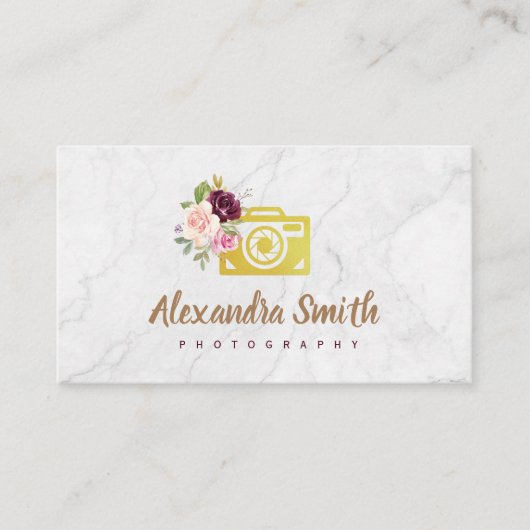 marmer waterverf floral logo photographer visitekaartje (Voorkant)