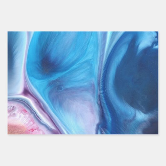Marmer Waterverf gemengd blauw, Paars, roze Inpakpapier Vel (Voorkant 3)