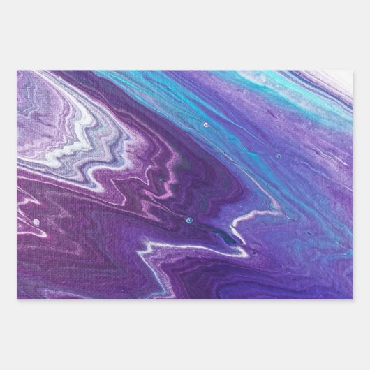 Marmer Waterverf gemengd blauw, Paars, roze Inpakpapier Vel (Voorkant 2)