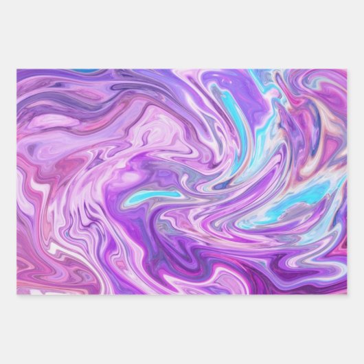 Marmer Waterverf gemengd blauw, Paars, roze Inpakpapier Vel (Voorkant)