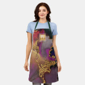 Marmer waterverf Gold paarse marinesalon monogram Schort (Gedragen)