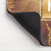 Marmer waterverf goud paars blauw groen monogram muismat (Hoek)