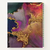 Marmer waterverf goud paars blauw groen monogram notitieboek (Achterkant)