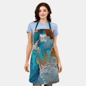 Marmer waterverf turquoise zilsalon monogram schort (Gedragen)