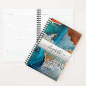 Marmer waterverf zilver turquoise sinaasappel scri planner (Display)