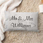 Marmer "We hebben het gedaan" Monogrammed Wedding Kussen (Deken)