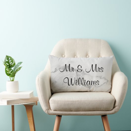Marmer "We hebben het gedaan" Monogrammed Wedding  Kussen (Stoel)